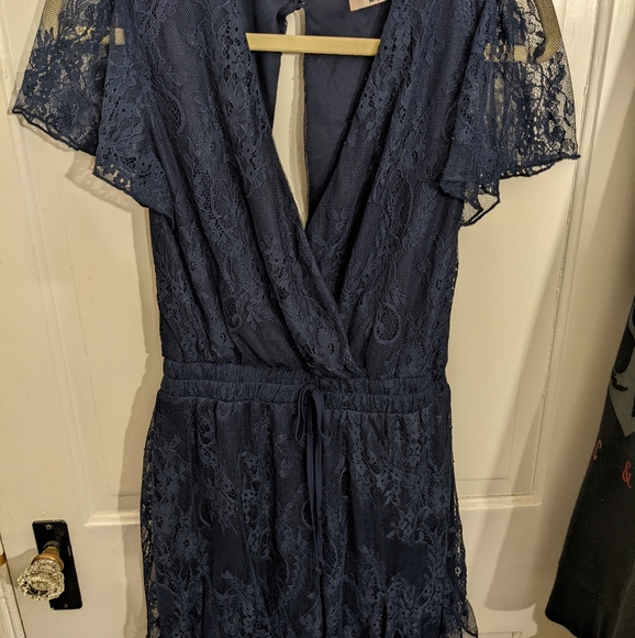 Mi Ami - Lacie, lined, Dark Blue Romper - Picture 1 of 6
